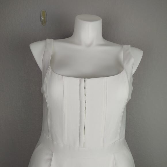 Alice + Olivia Diana Off White Sleeveless Structured Midi Dress Size 14 - Picture 8 of 16